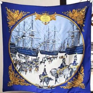 Navy Blue Nautical Print Scarf